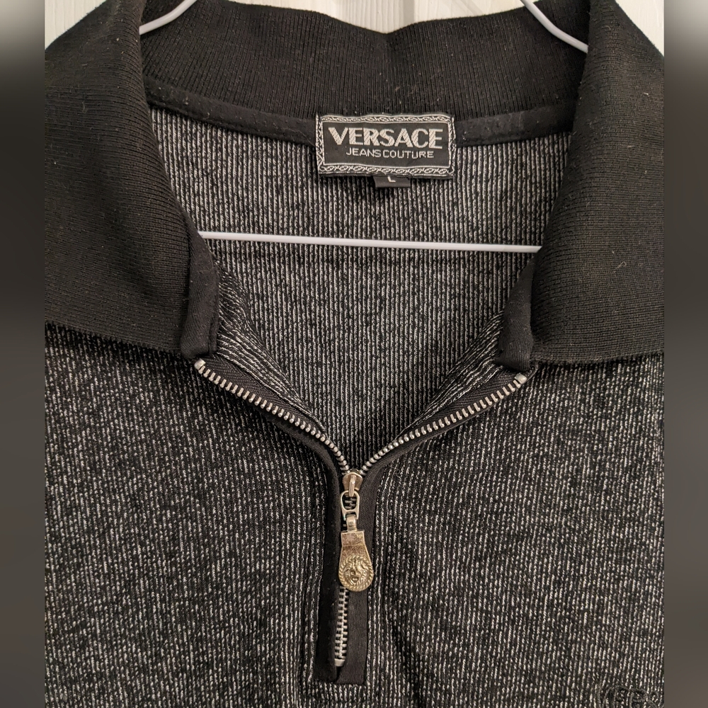 Versace Couture Vintage Gray 1/4 Zip Soft Short Sleeved Shirt